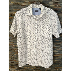 IZOD Mens Breeze Collection Camp Grill Theme Button Short Sleeve Shirt Size M